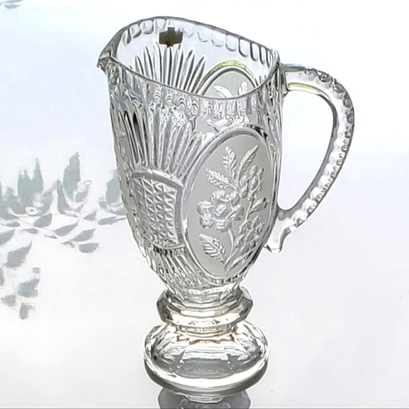 Vntg Lead Crystal 40oz Floral Pitcher by Kristal Zajecar made in Yugoslavia - Picture 2 of 16